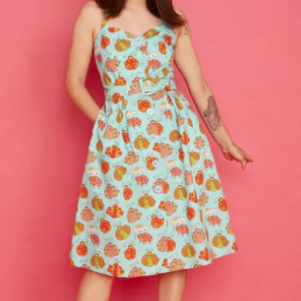 ModCloth Halter Dress with Ladybug Pattern- Large NWT